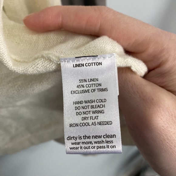 Horny Toad Linen Blend Cardigan Open Cream Grey Sleeves Colorblock Size XS - Picture 4 of 6